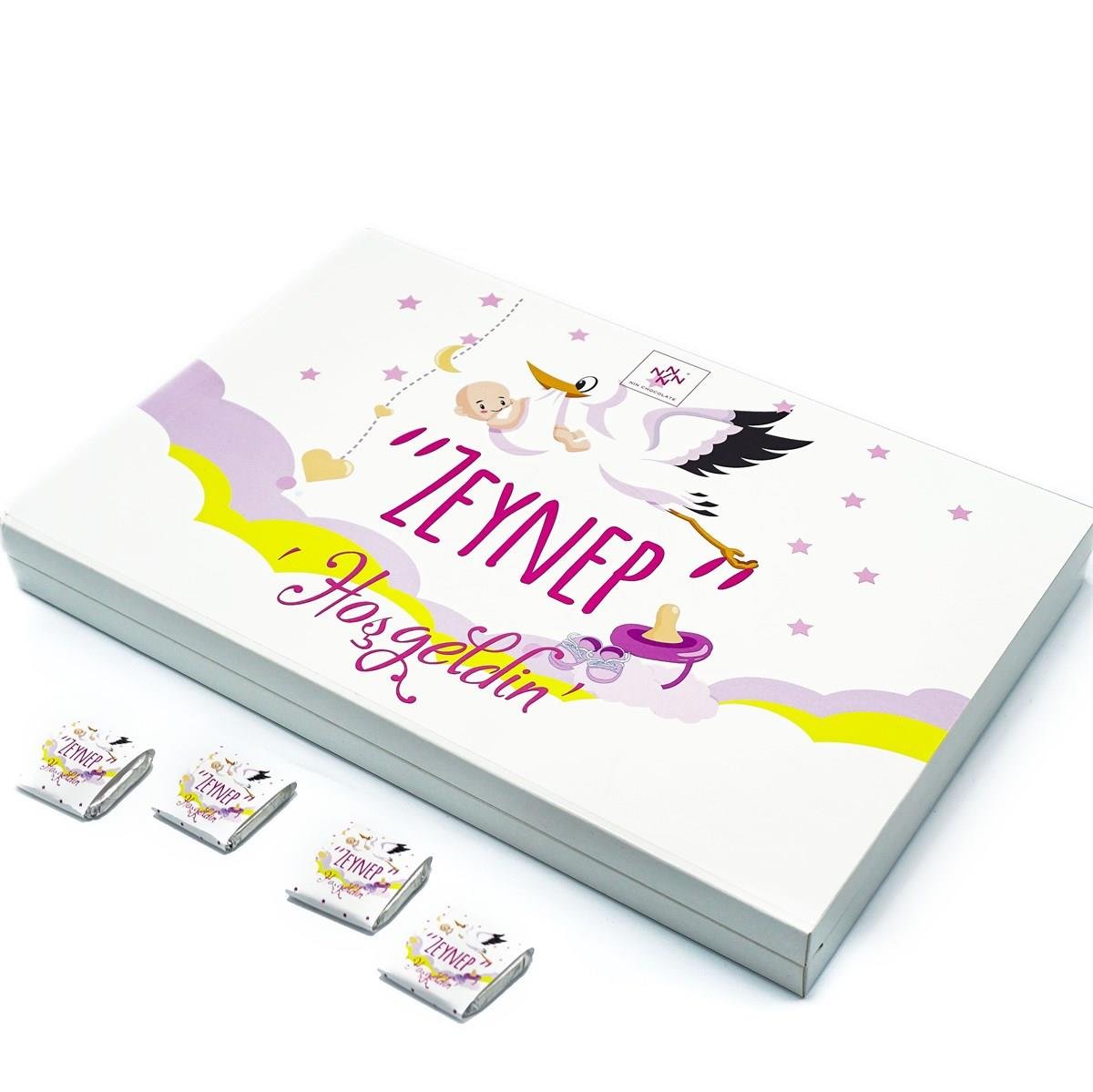 Kız Bebek Çikolatası 84 Adet Madlen Çikolata Sarı Leylek