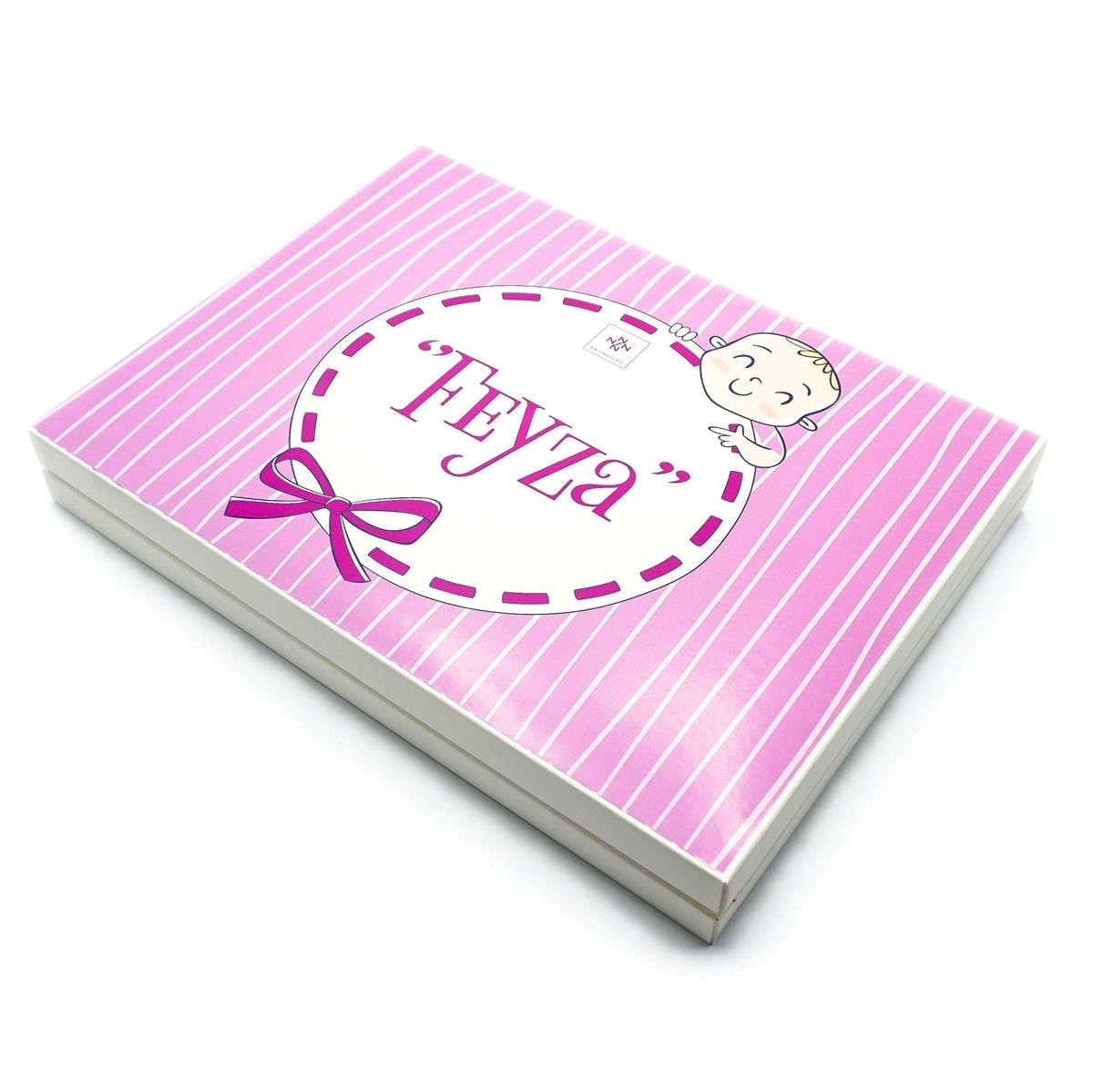 Kız Bebek Çikolatası 84 Adet Madlen Çikolata Mor Kurdela