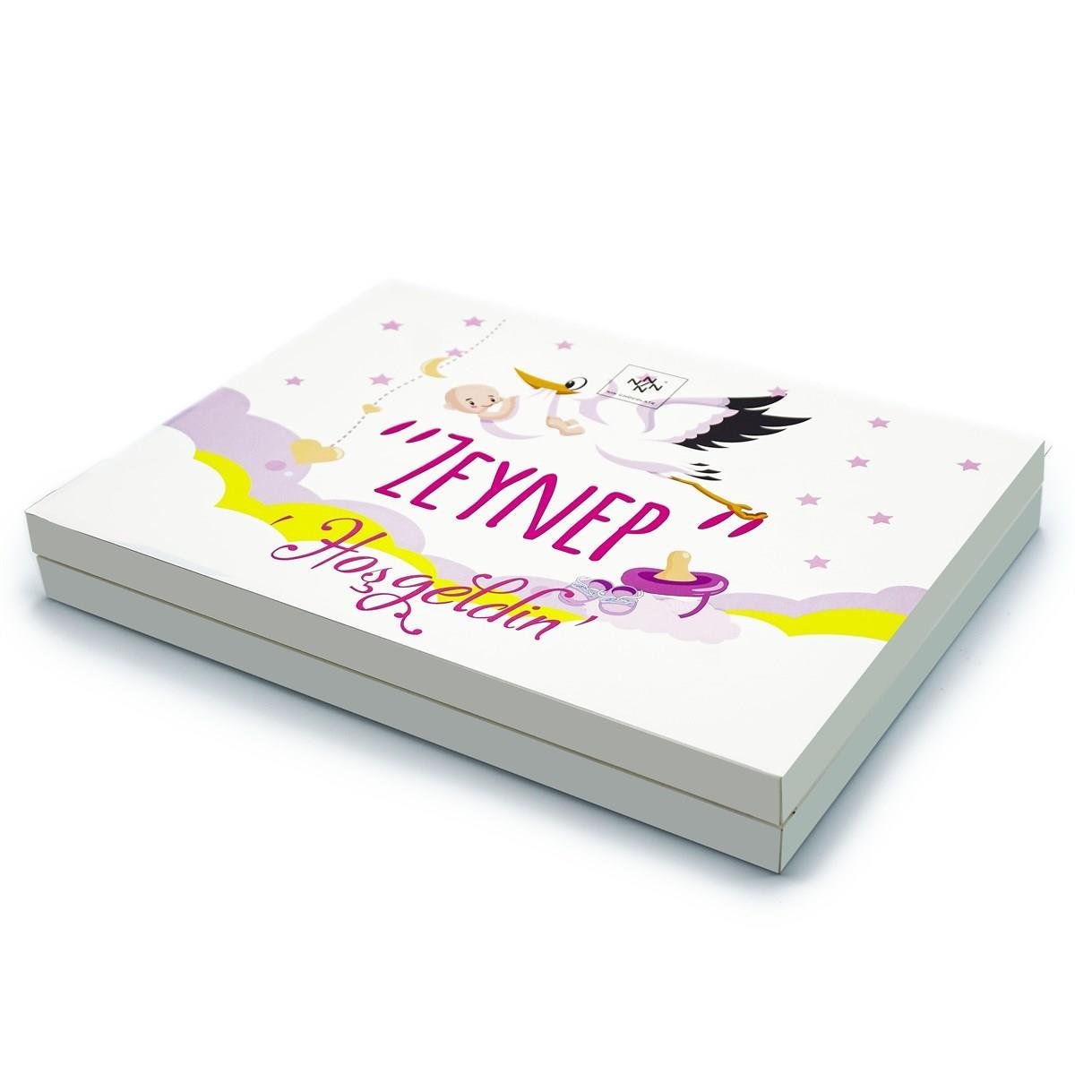 Kız Bebek Çikolatası 84 Adet Madlen Çikolata Sarı Leylek