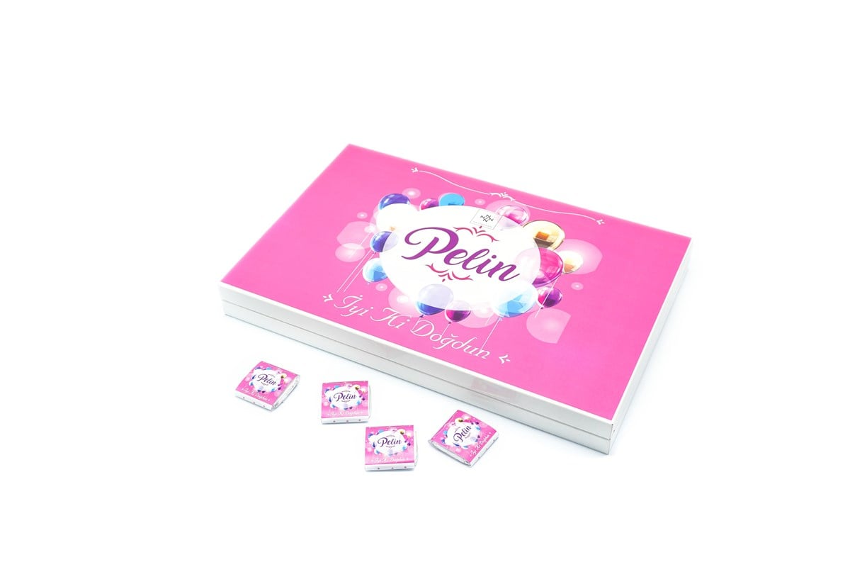 Kız Bebek Çikolatası 84 Adet Madlen Çikolata Pembe Balon