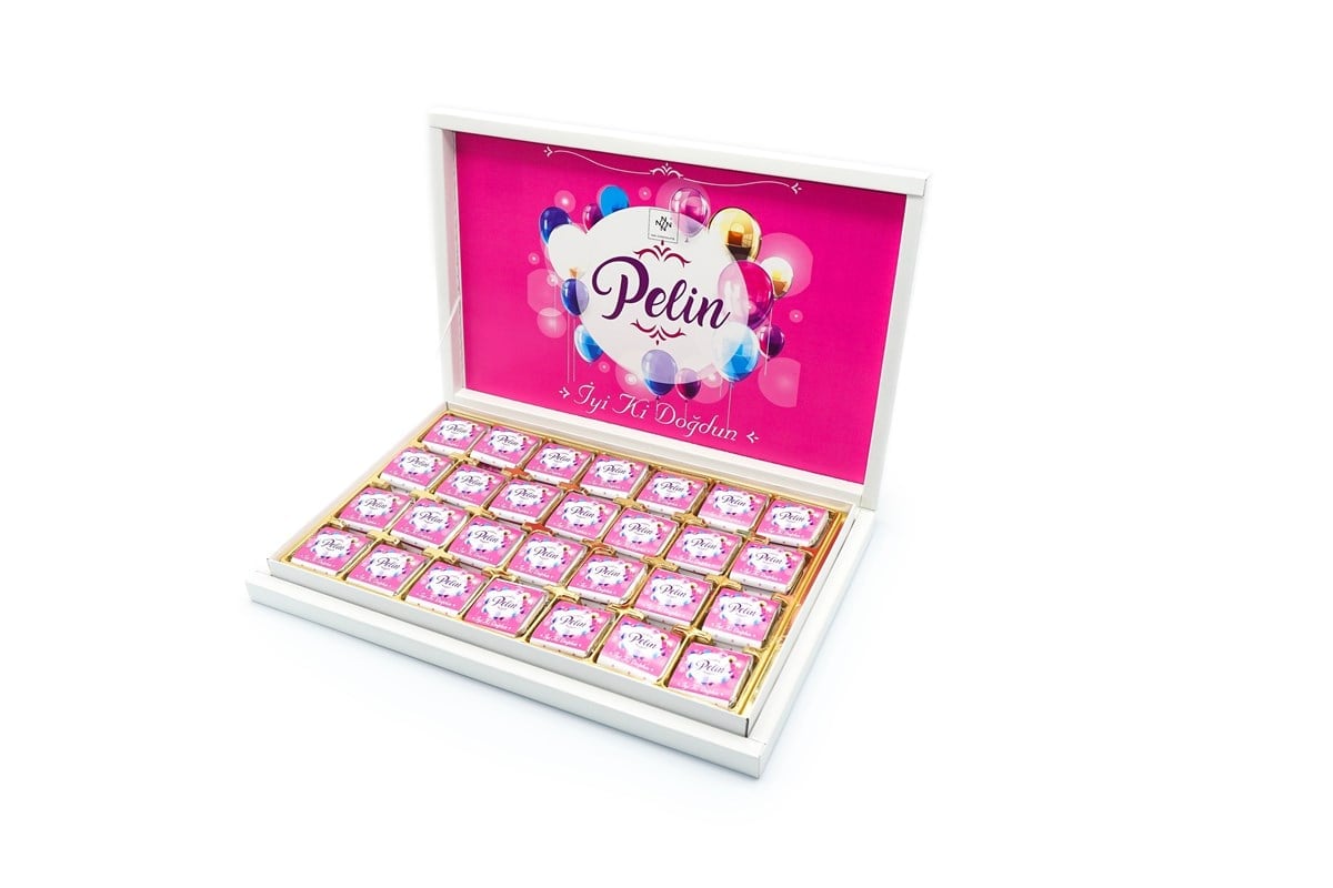 Kız Bebek Çikolatası 84 Adet Madlen Çikolata Pembe Balon