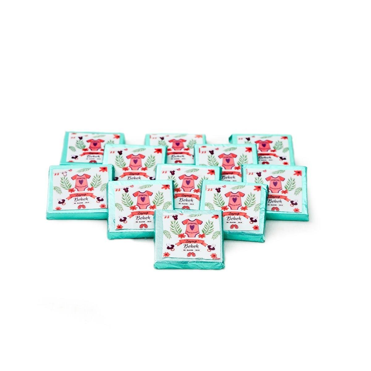 Kız Bebek Çikolatası Dökme Bebek Çikolatası Yaldızlı Mavi (170 Adet Madlen)