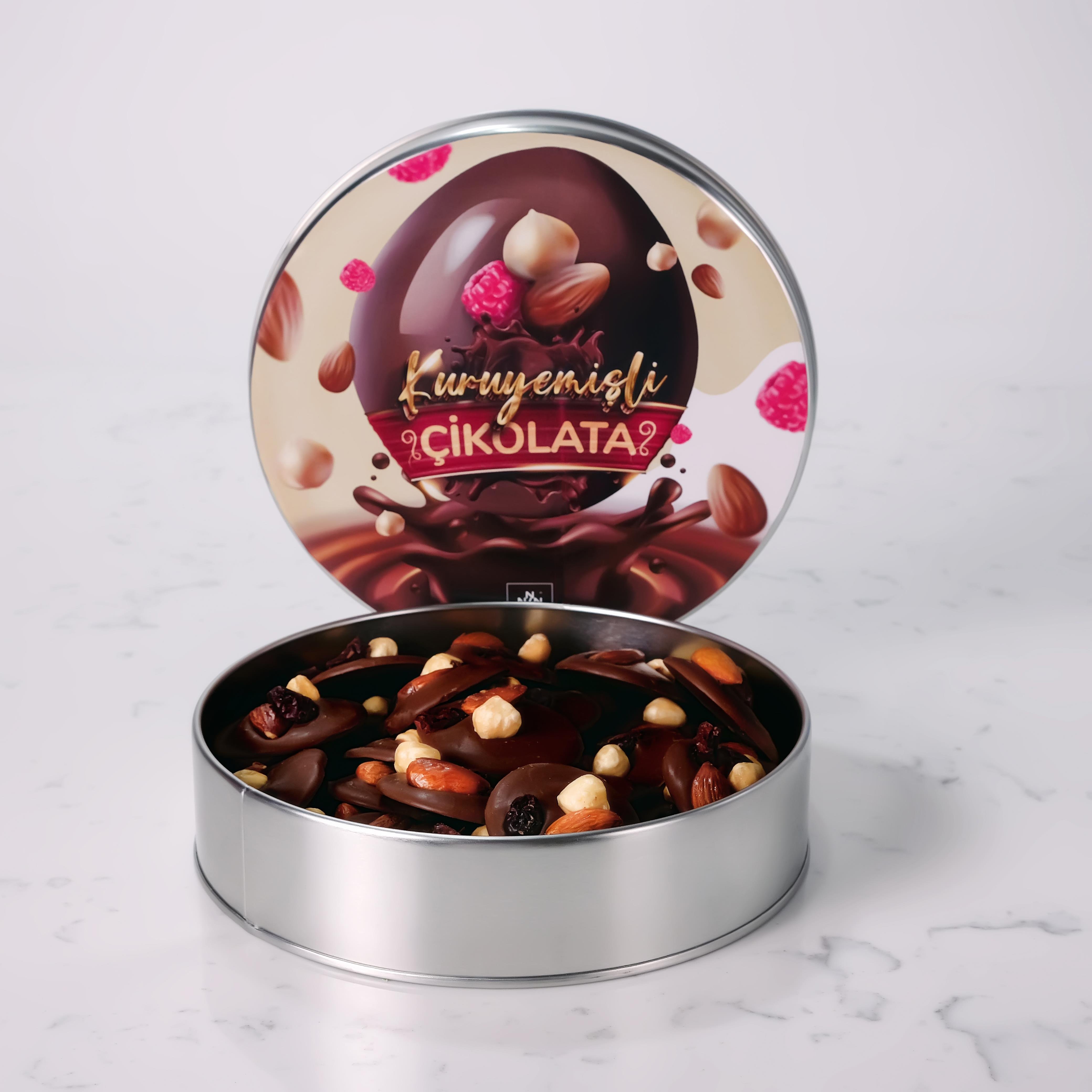 Kuruyemişli Çikolata Bitter Metal Kutu 550 gr