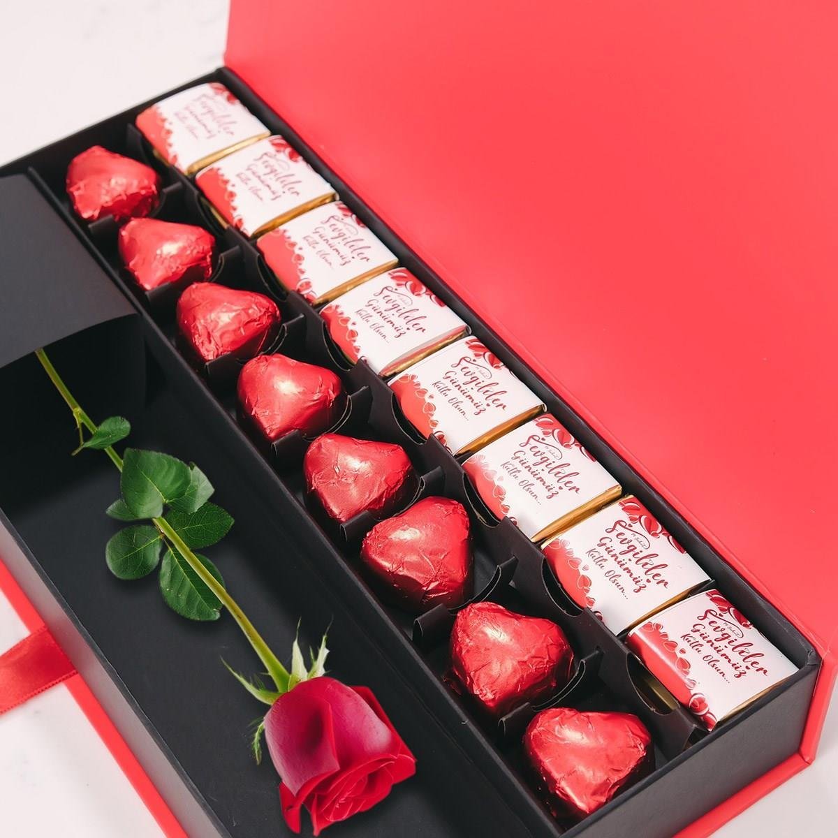 NIN Aşk Çikolata Kutusu Yaldızlı ve Madlen