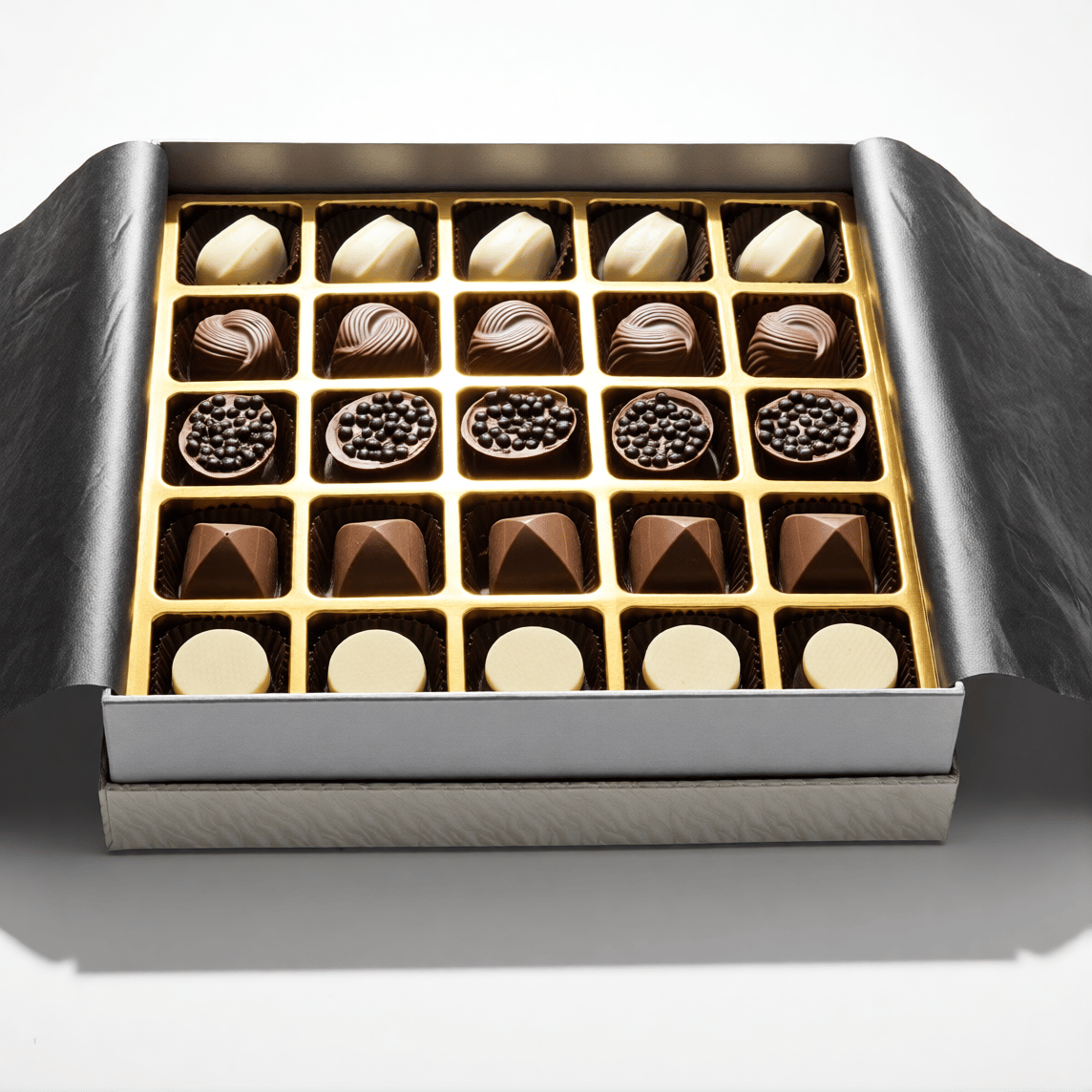 Nin Çikolata Koleksiyon Serisi Açık Gri Kutu Spesiyal Çikolata 50 Adet