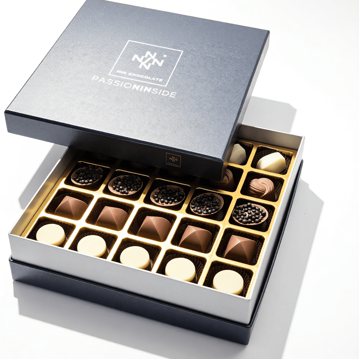 Nin Çikolata Koleksiyon Serisi Gri Kutu Spesiyal Çikolata 50 Adet