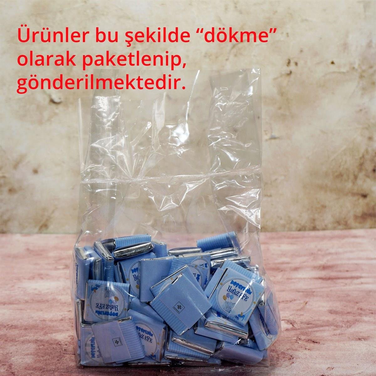 Nin Erkek Bebek Dökme Bebek Çikolatası 1 Yaş (125 Adet Madlen Çikolata)