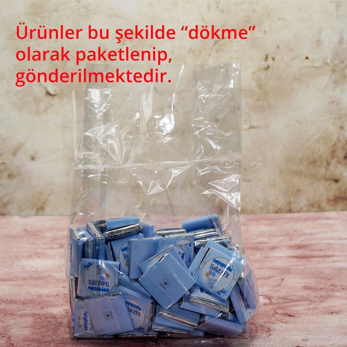 Nin Erkek Bebek Dökme Bebek Çikolatası 1 Yaş (125 Adet Madlen Çikolata)
