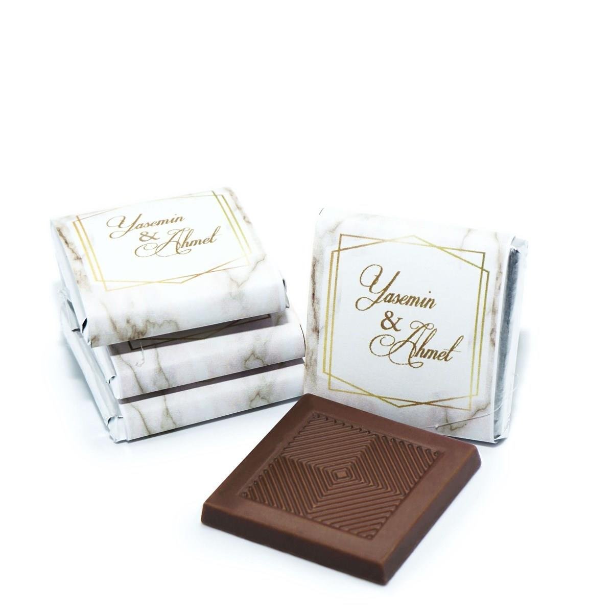 Nin Söz ve Nişan Çikolatası Dökme Mermer Baskılı (80 Adet Napoliten Çikolata)