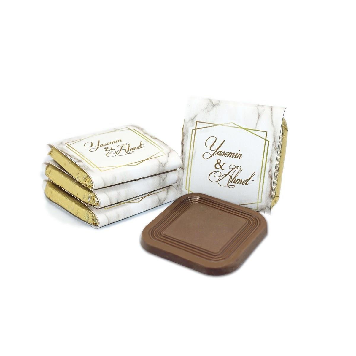 Nin Söz ve Nişan Çikolatası Dökme Mermer Baskılı (125 Adet Madlen Çikolata)