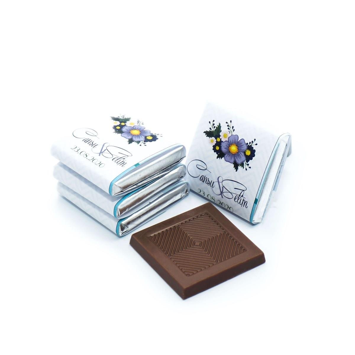 Nin Söz ve Nişan Çikolatası Metal Yuvarlak Kutu Çiçek Baskılı (80 Adet Napoliten Çikolata)