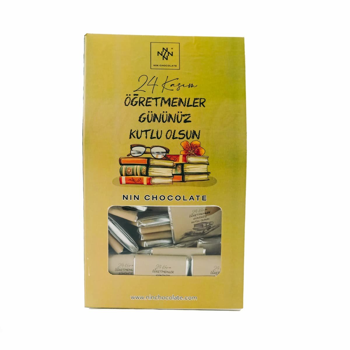 Öğretmenler Günü Kitap Desenli Kutu Çikolata 50 Adet