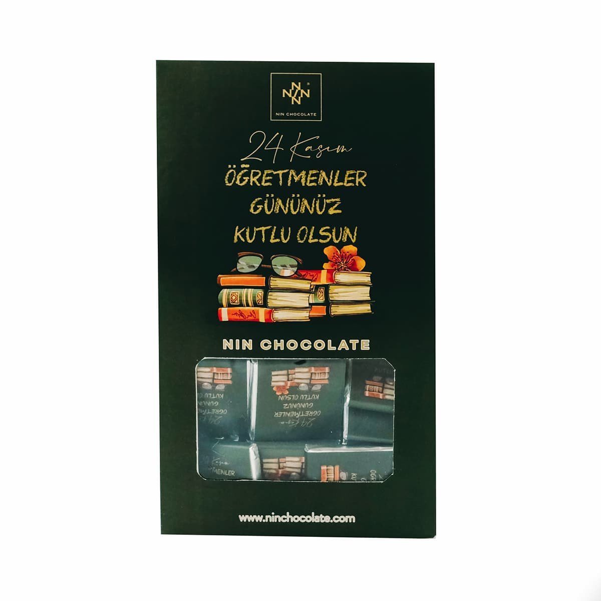 Öğretmenler Günü Yeşil Kutu Madlen Çikolata 50 Adet
