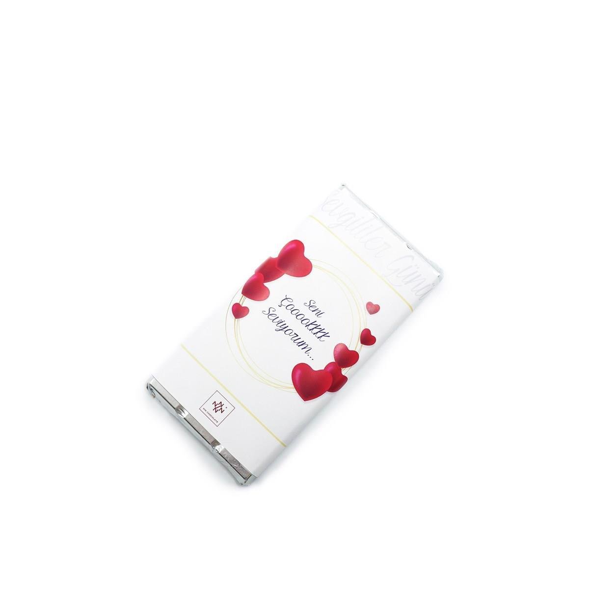 Sevgililer Günü Tablet Çikolata Beyaz