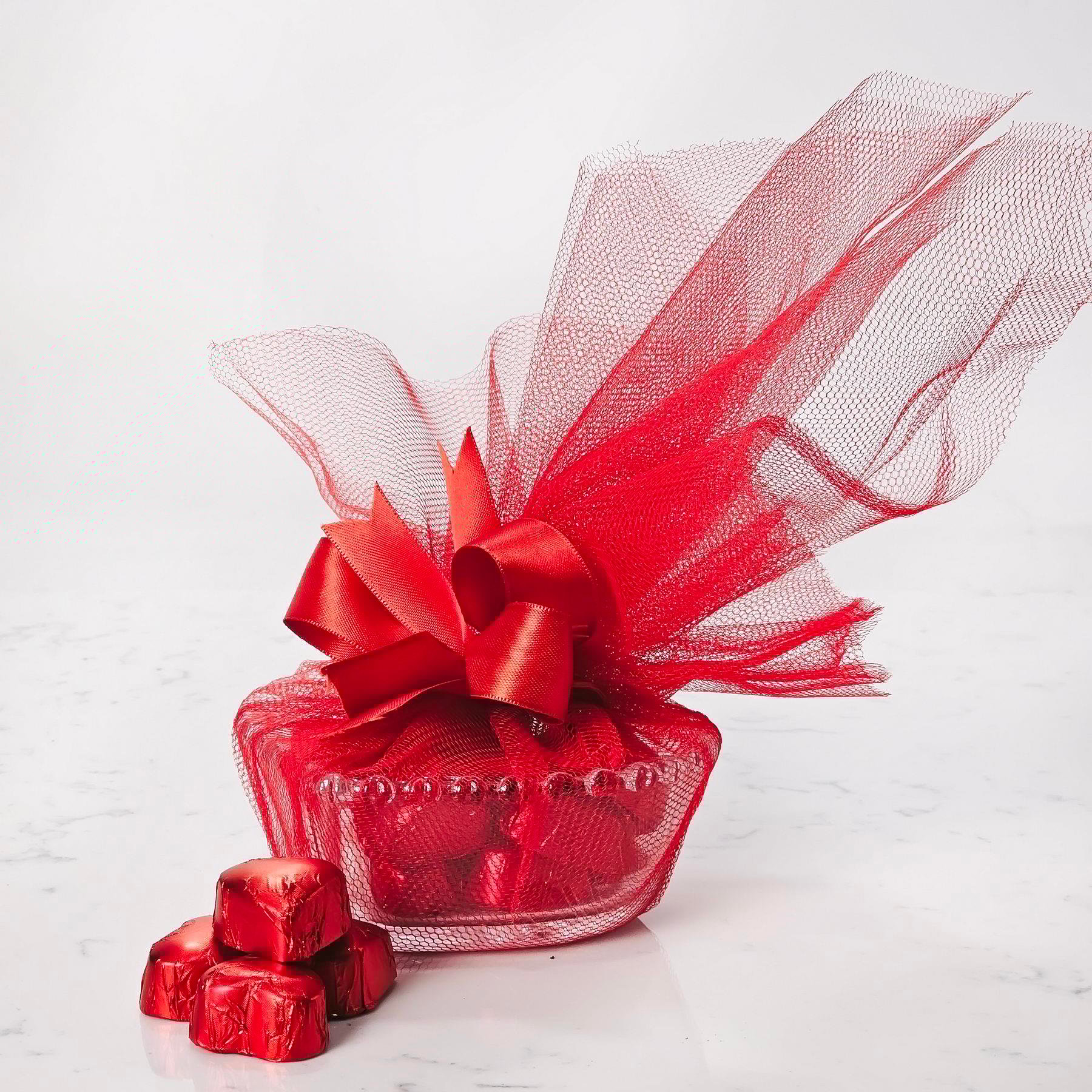 Sevgiliye Cam Kase Yaldızlı Çikolata