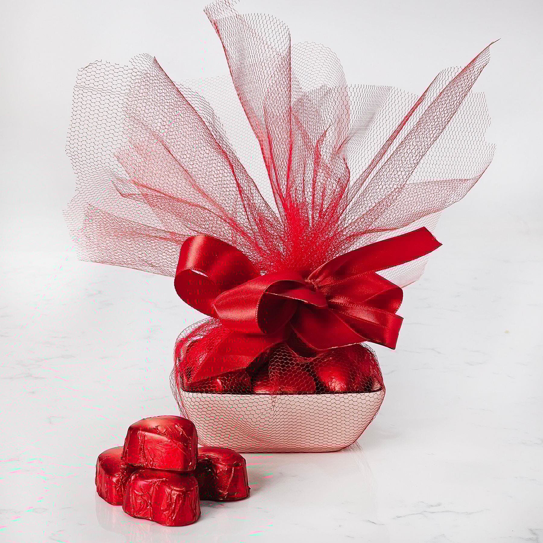 Sevgiliye Cam Kase Yaldızlı Çikolata