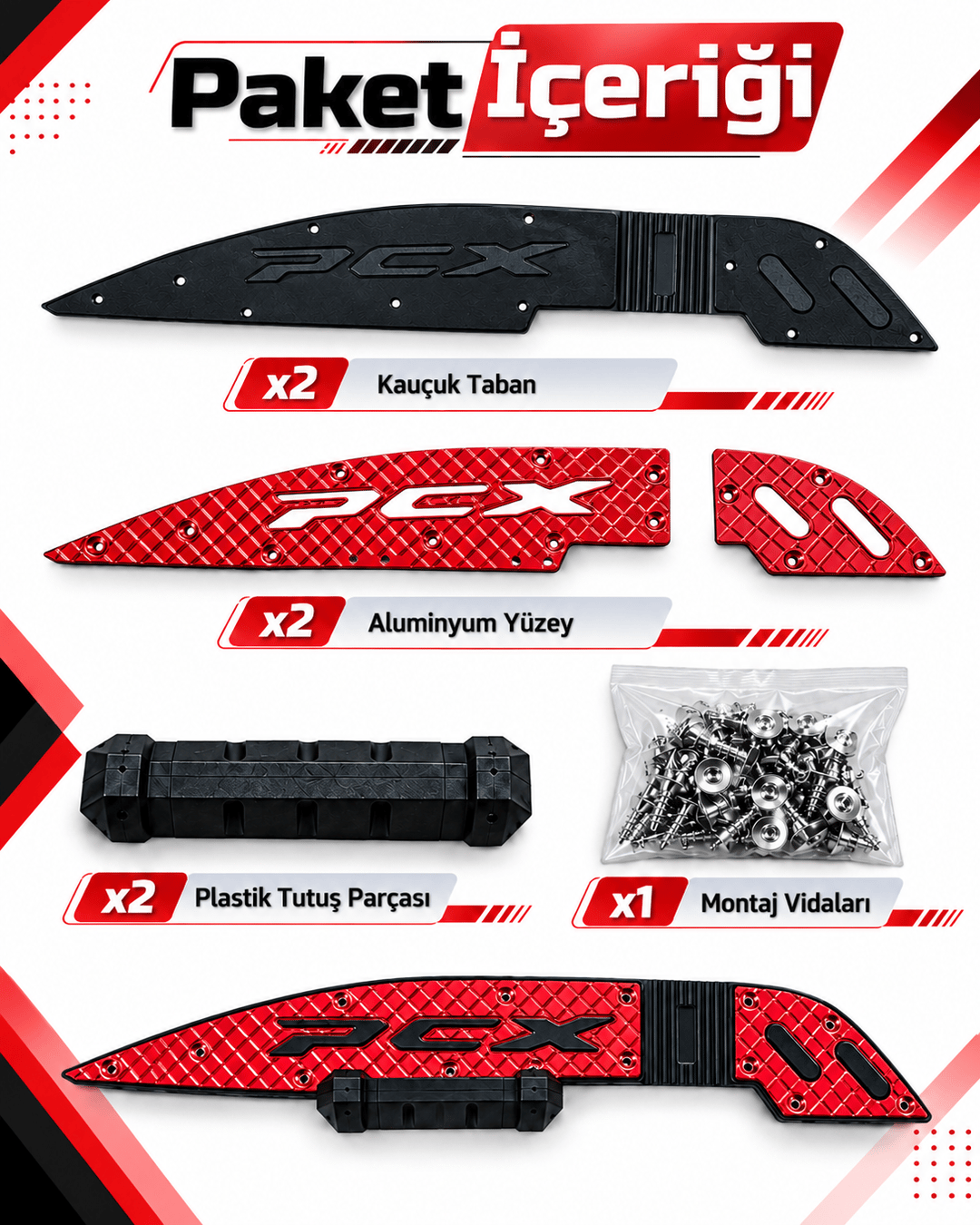 HMAPART Honda Pcx CNC Basamak Plastiği Kırmızı 2021-2024