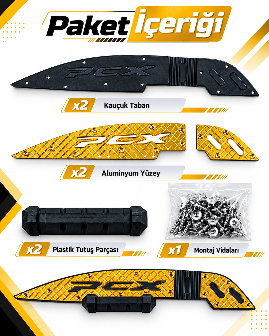 HMAPART Honda Pcx CNC Basamak Plastiği Sarı 2021-2024