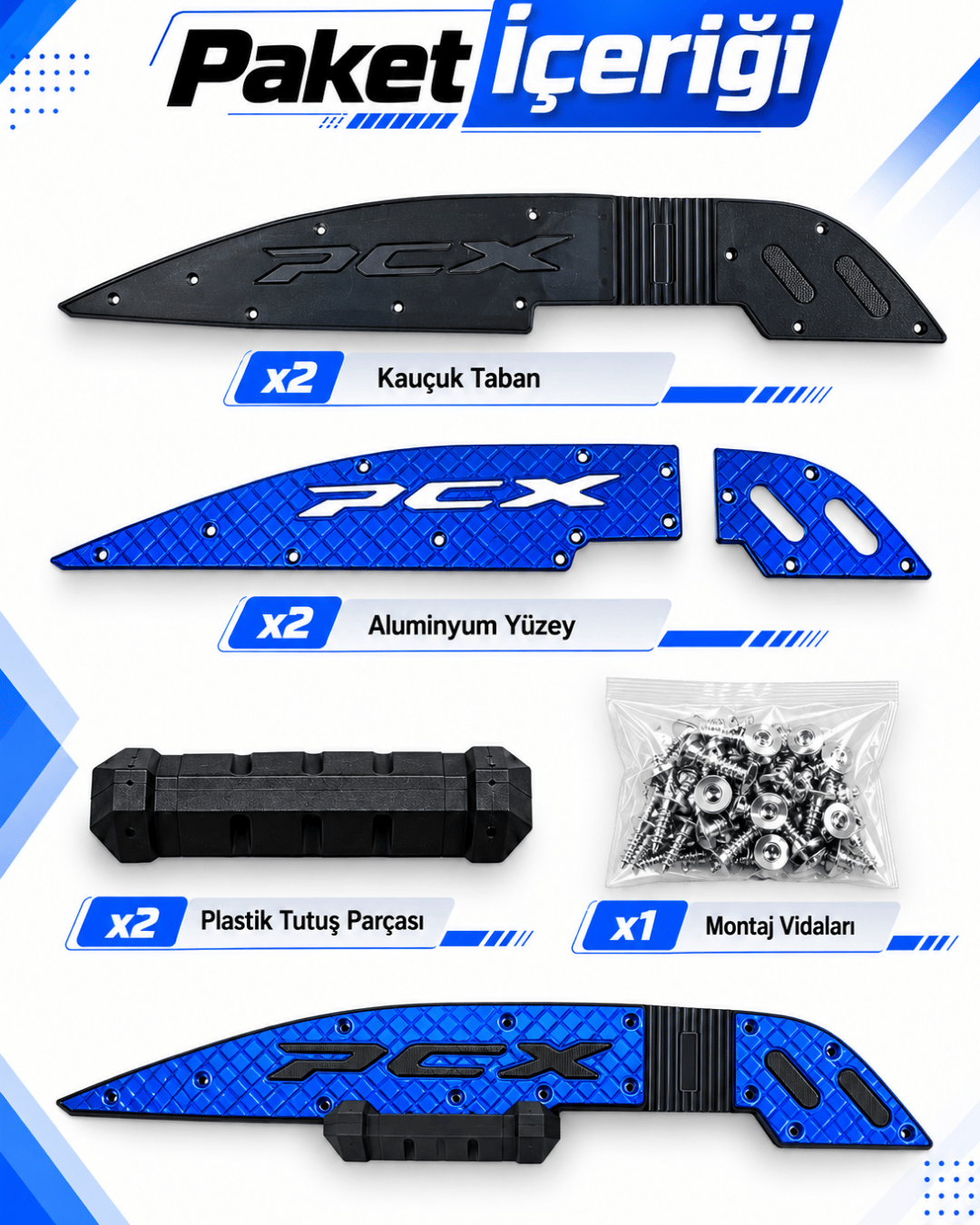 HMAPART Honda Pcx CNC Basamak Plastiği Mavi 2021-2024