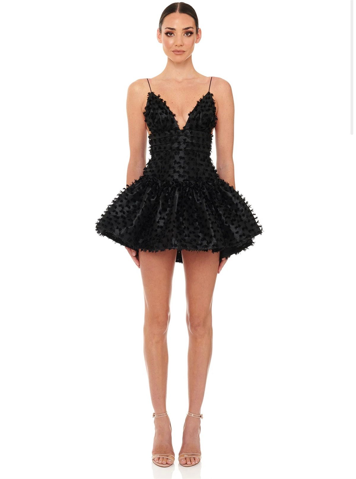 Askılı Siyah Tasarım Mini Elbise