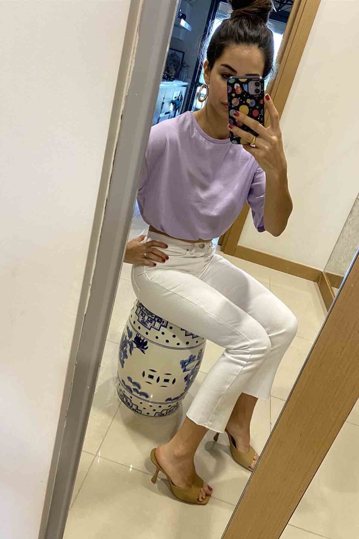Beyaz Boyfit Jean