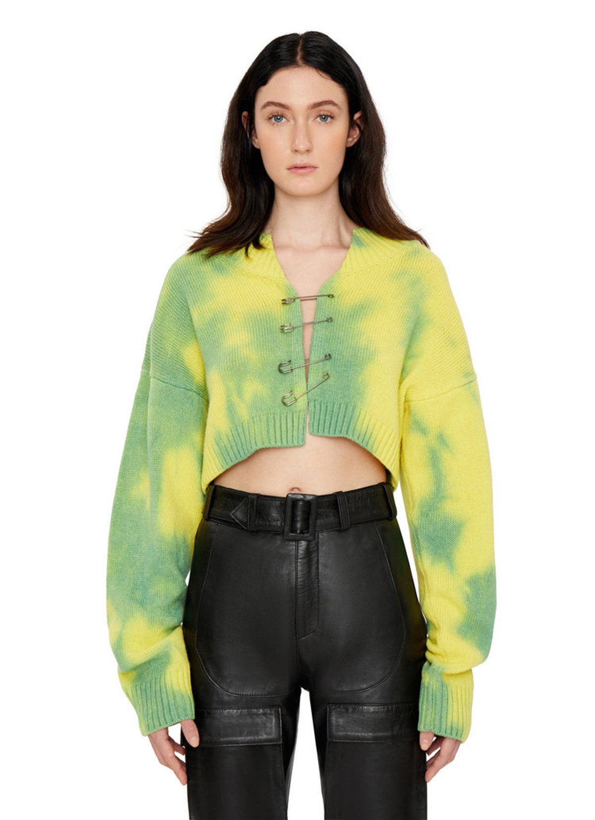 Çengelli İğne Detaylı Tie Dye Tasarım Hırka