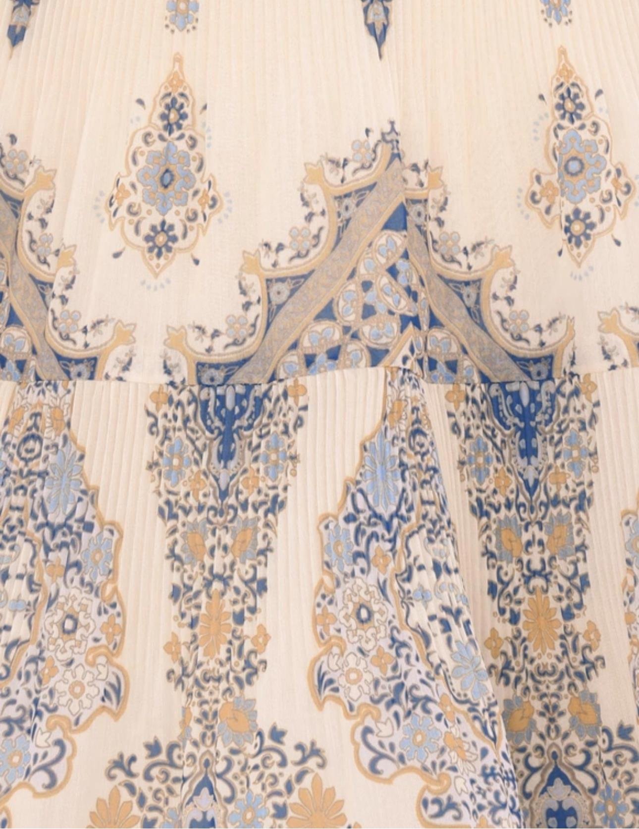 Desenli V Yaka Premium Mini Elbise