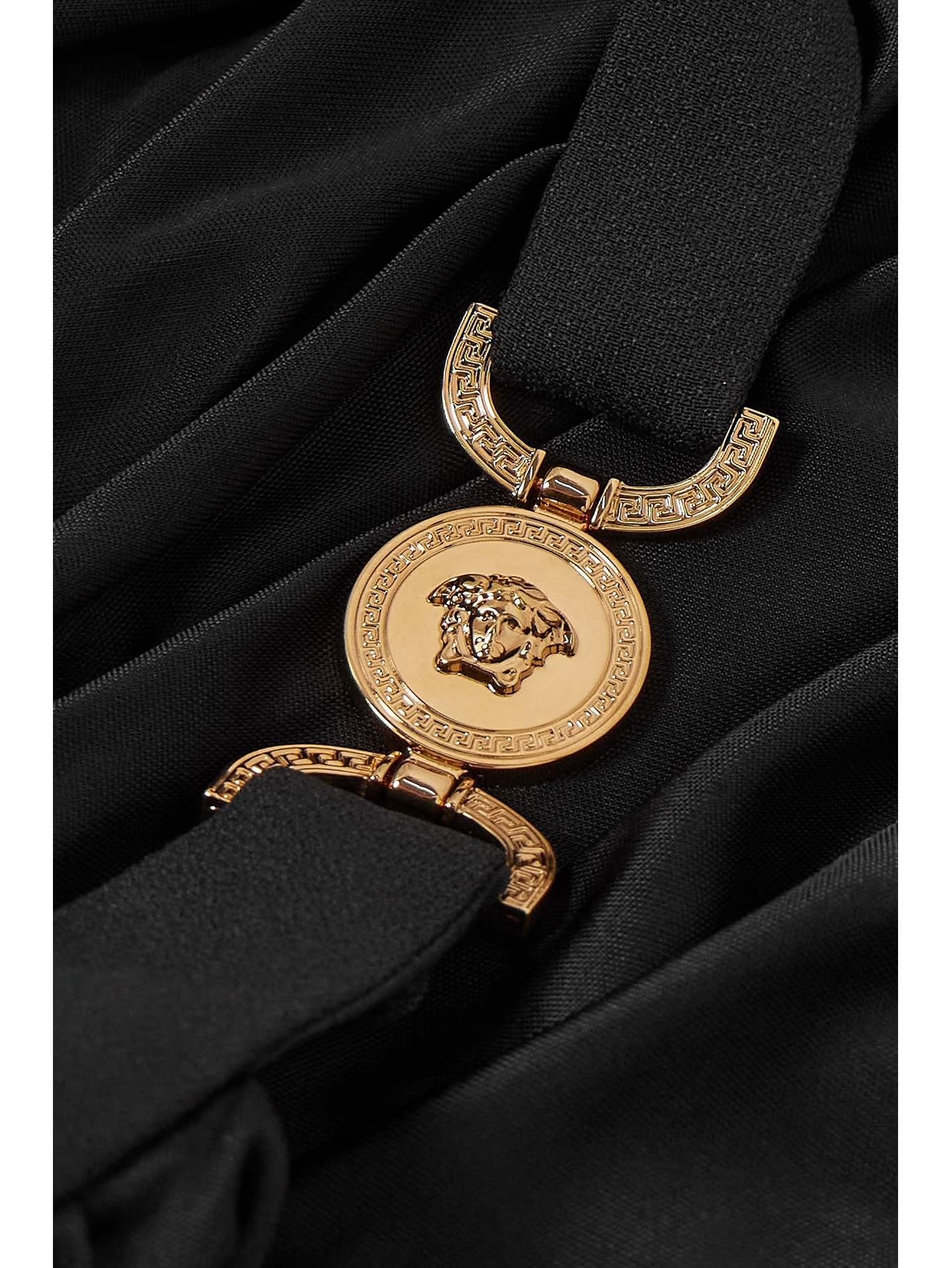 Gold Tokalı Drapeli Siyah Tasarım Mini Elbise