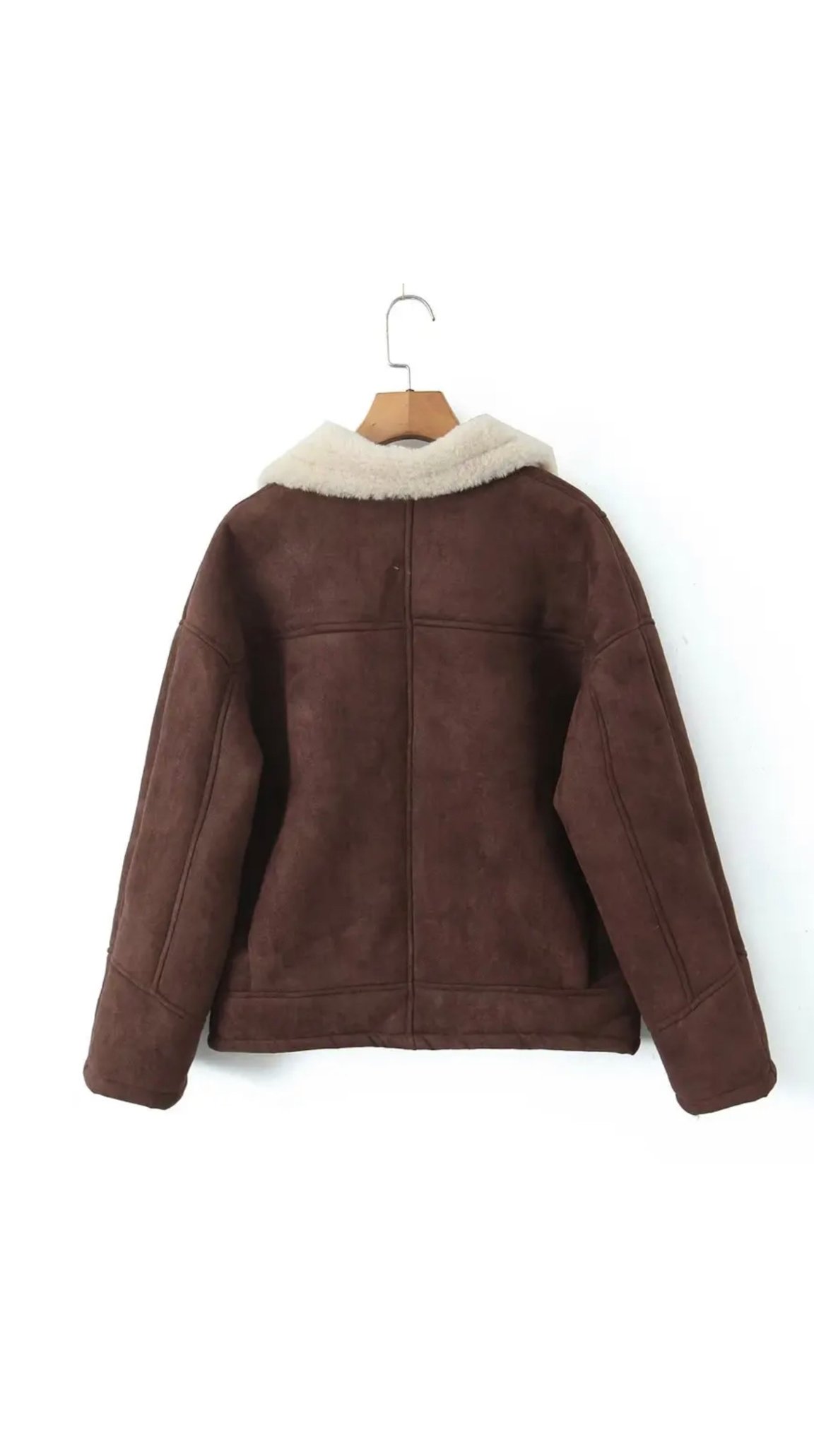İçi Kürklü Tasarım Süet Ceket (Acı Kahve)