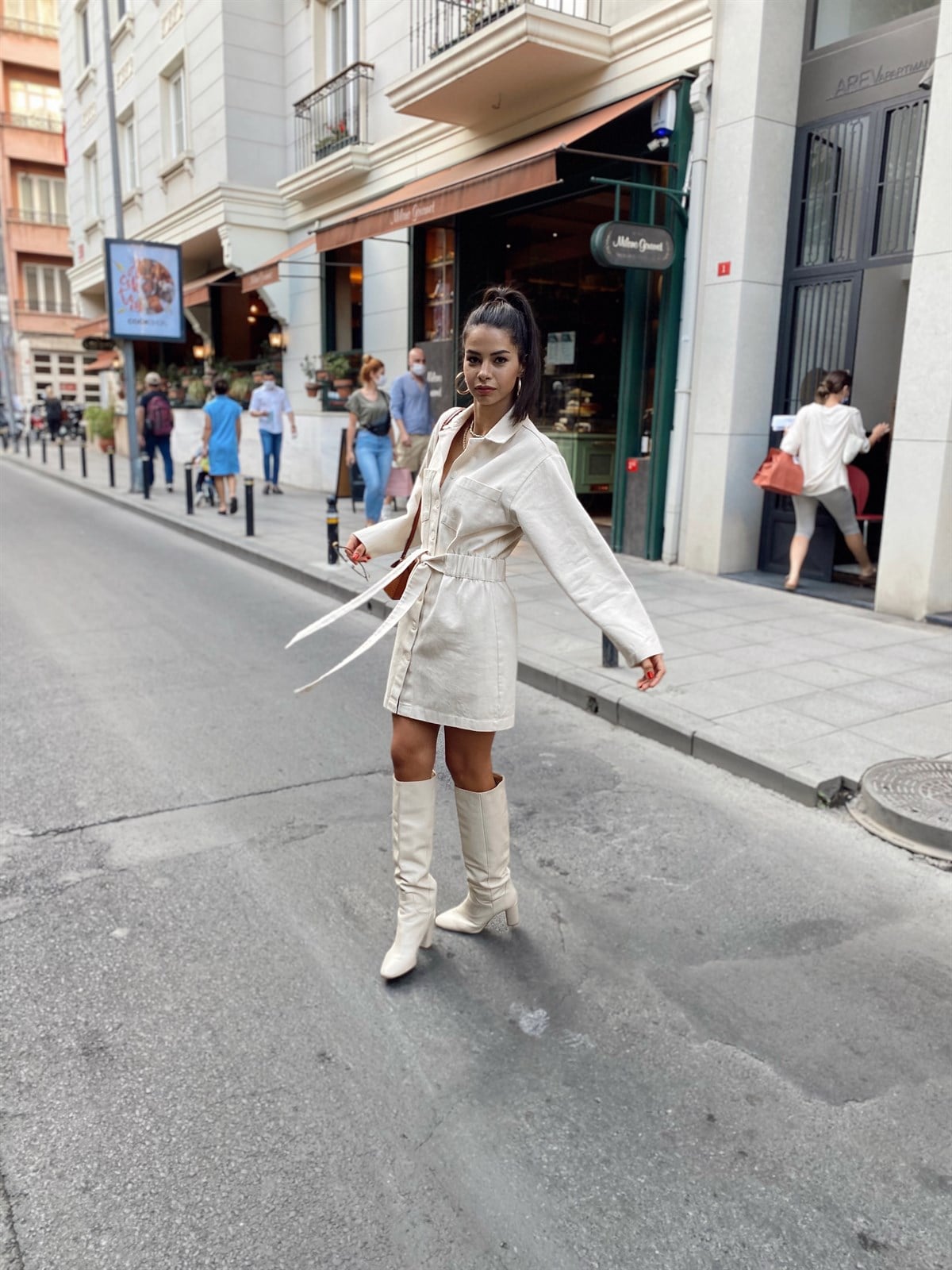 Kemerli Ceket Elbise