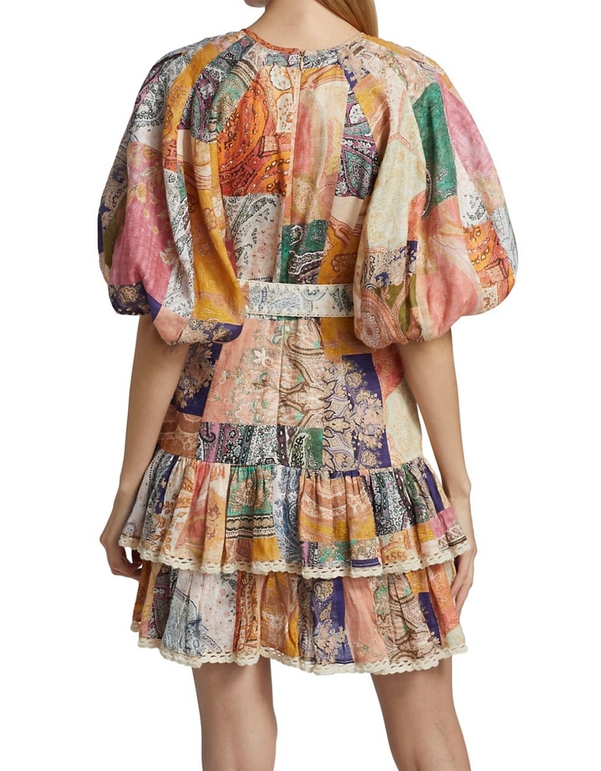 Kemerli Tasarım Patchwork Elbise