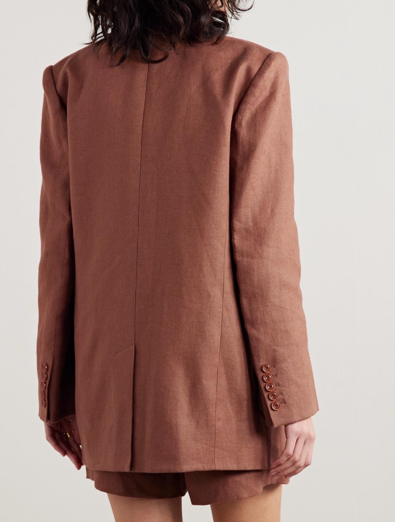 Kiremit Vatkalı Keten Premium Oversize Blazer