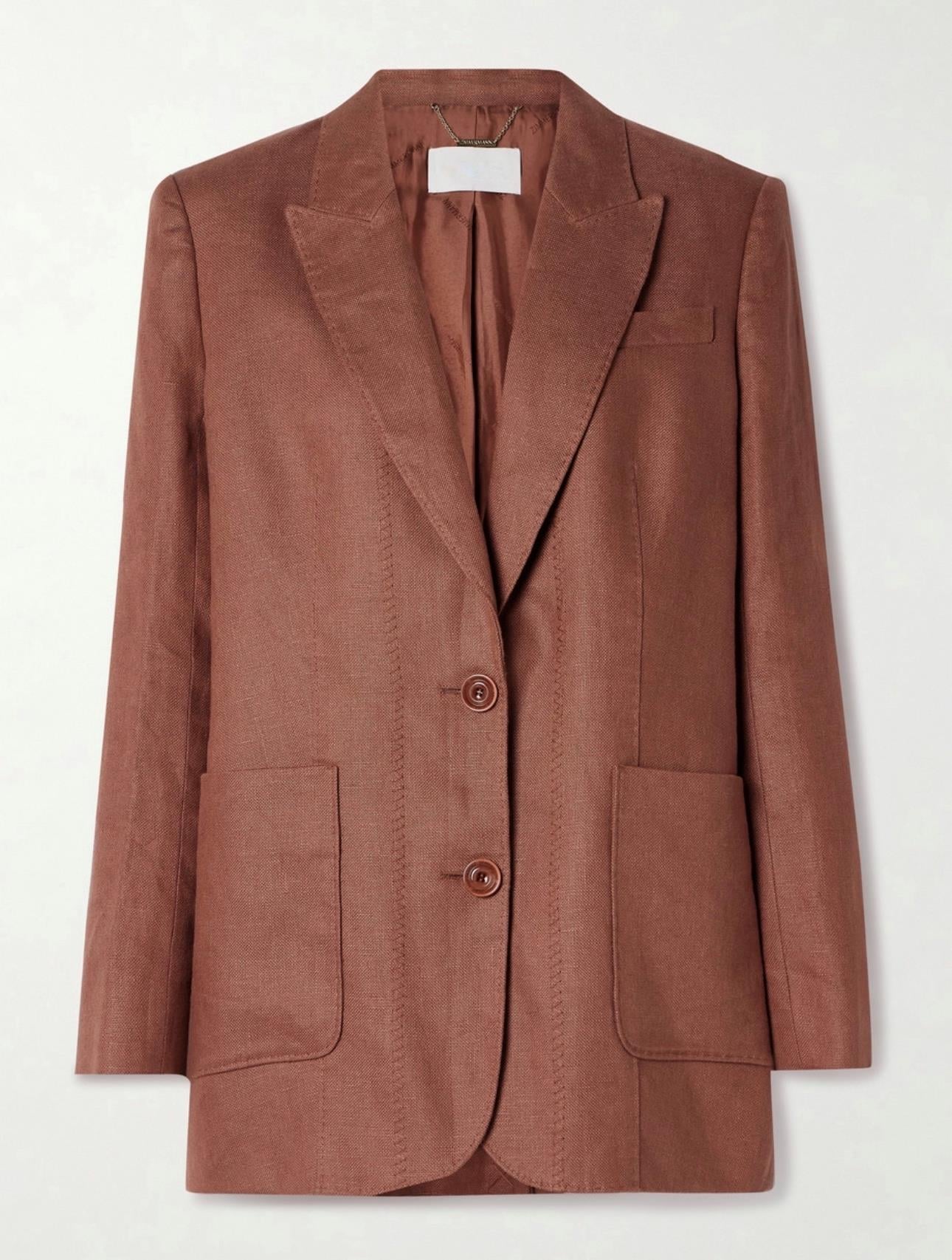 Kiremit Vatkalı Keten Premium Oversize Blazer
