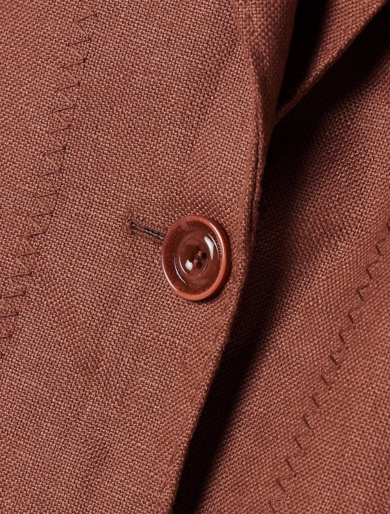 Kiremit Vatkalı Keten Premium Oversize Blazer