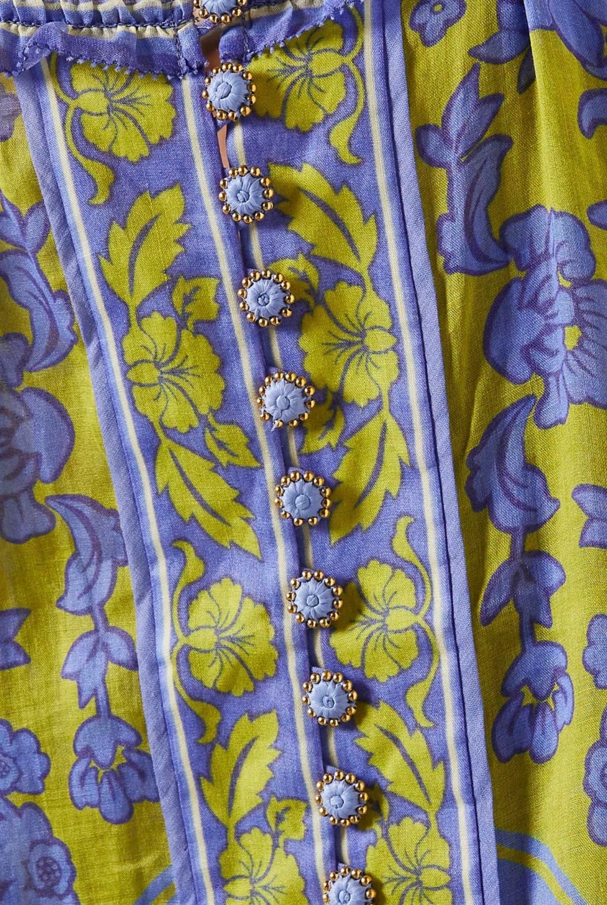 Kolları Lastikli Düğmeli Desenli Kuşaklı Tasarım Ebise