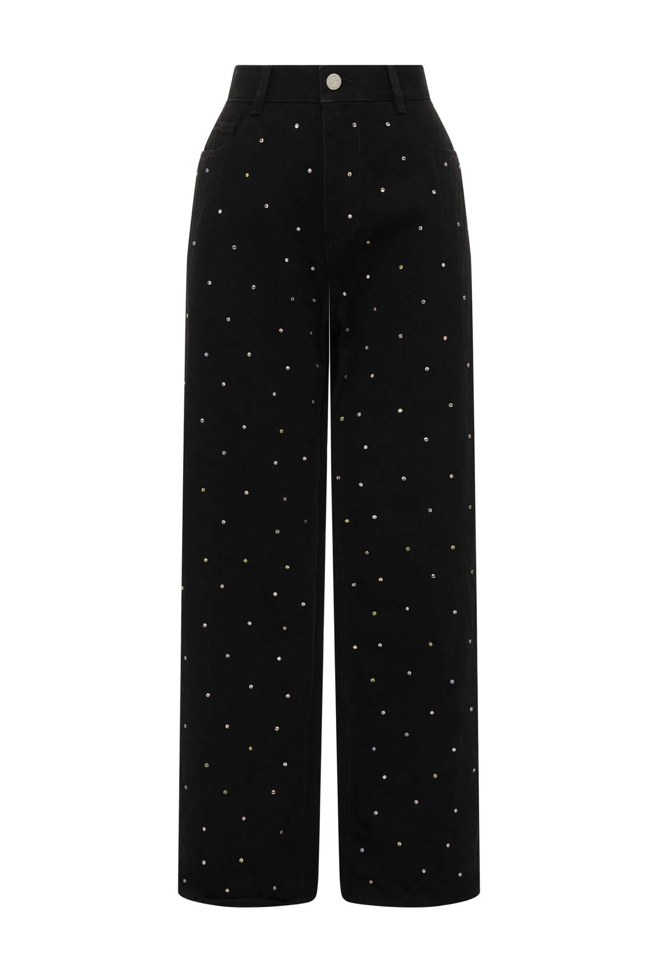 Kristal Taşlı Siyah Premium Jean