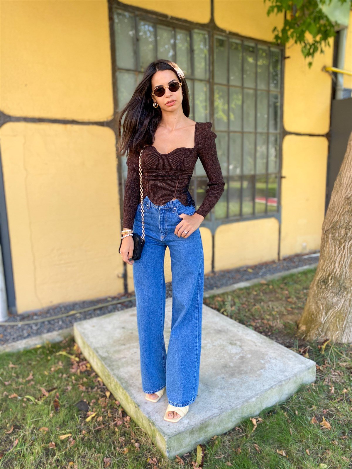 Lacivert Yüksek Bel Straight Jean