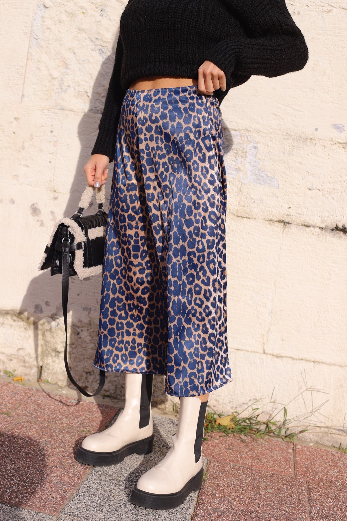Leopar Desenli Midi Etek