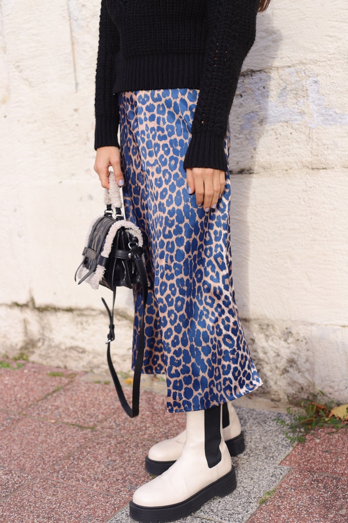 Leopar Desenli Midi Etek