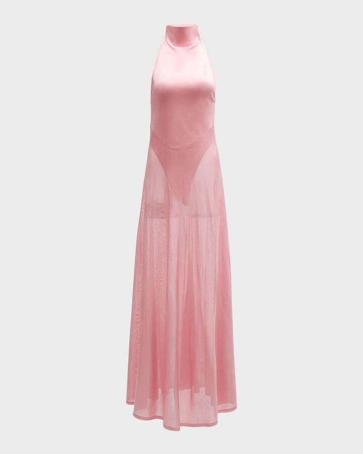 Pembe Dik Yaka Kolsuz Jarse Elbise
