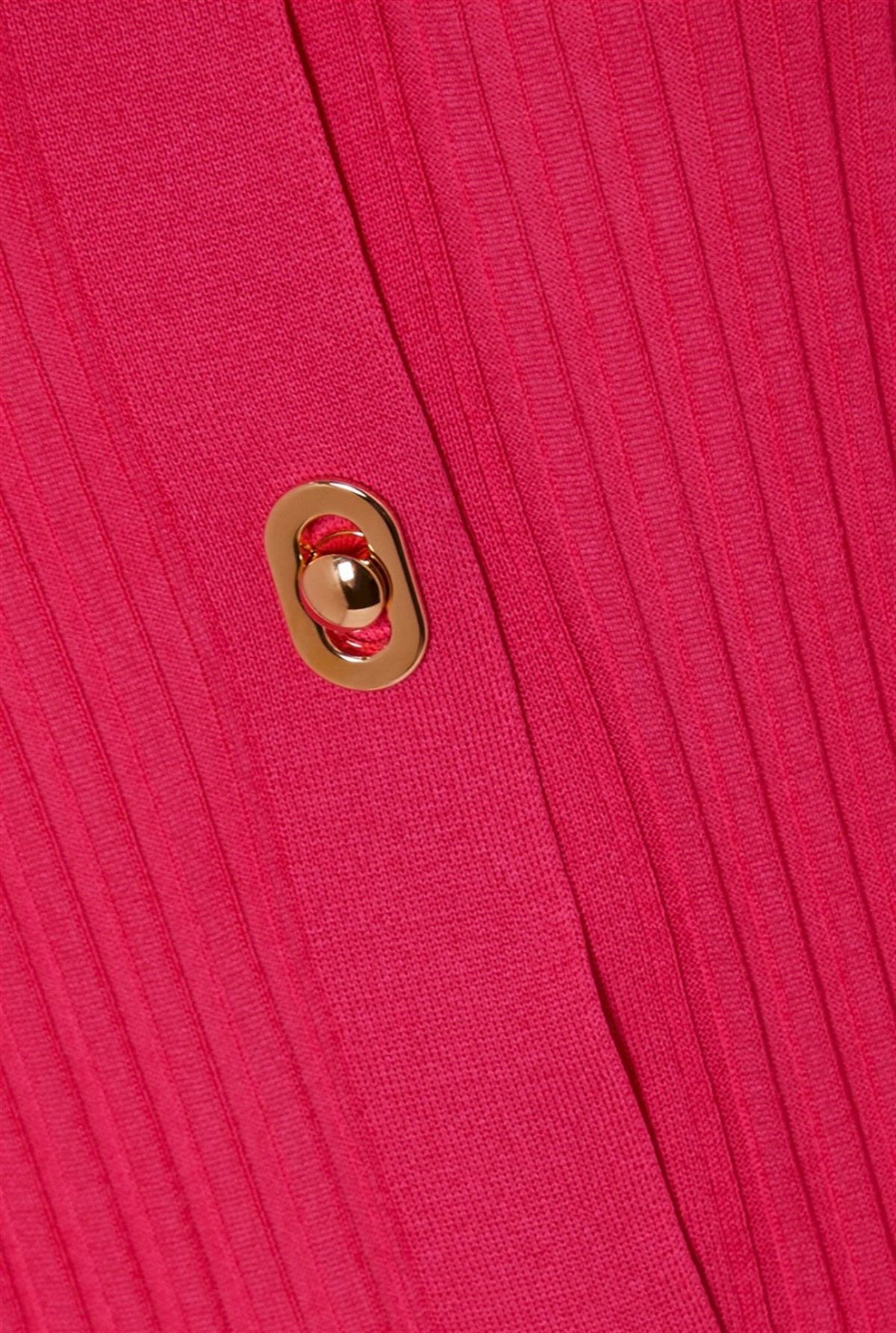 Pembe Gold Tok Detaylı Triko Elbise
