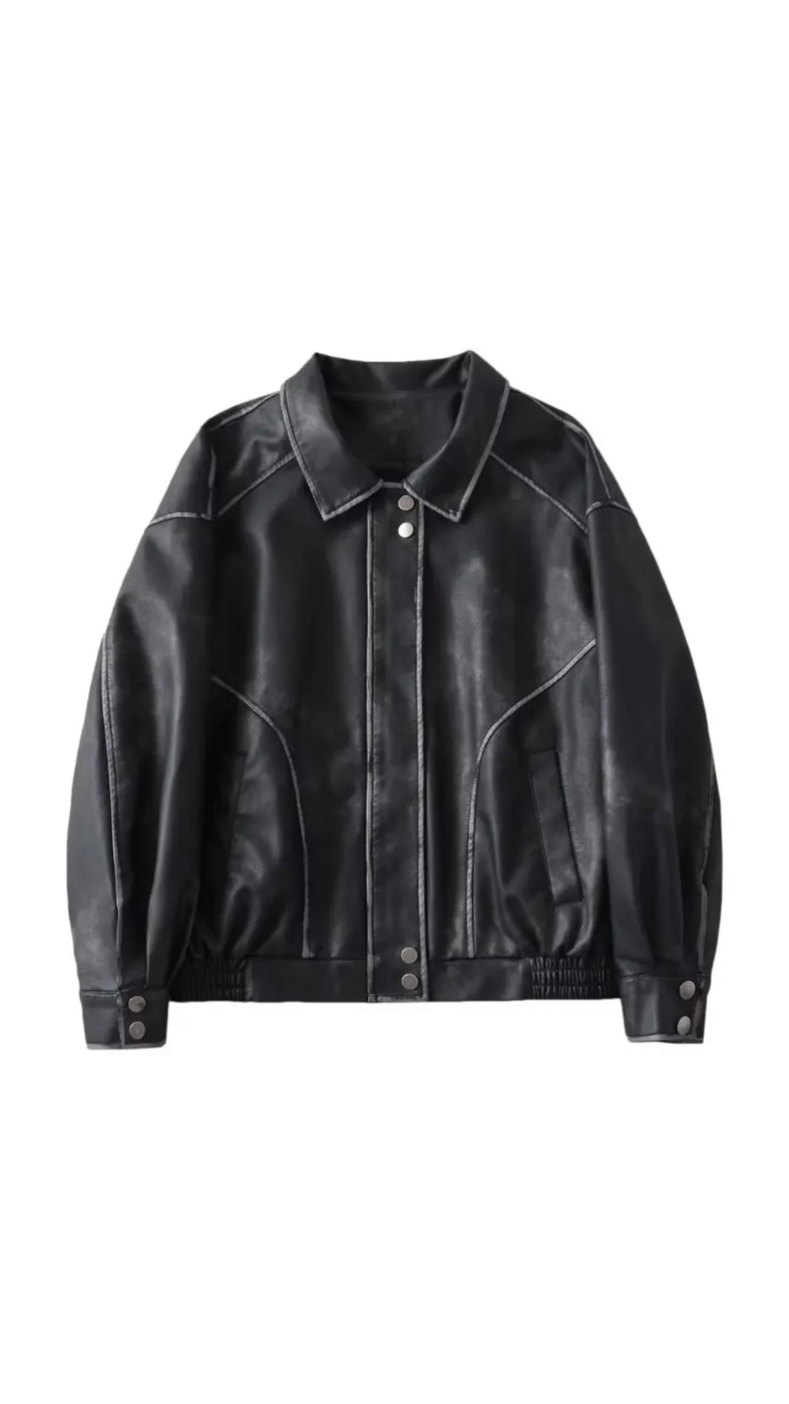 Siyah Oversize Deri Ceket