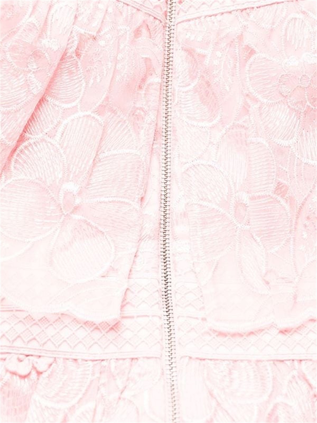 Toz Pembe Madonna Yaka Dantel Elbise