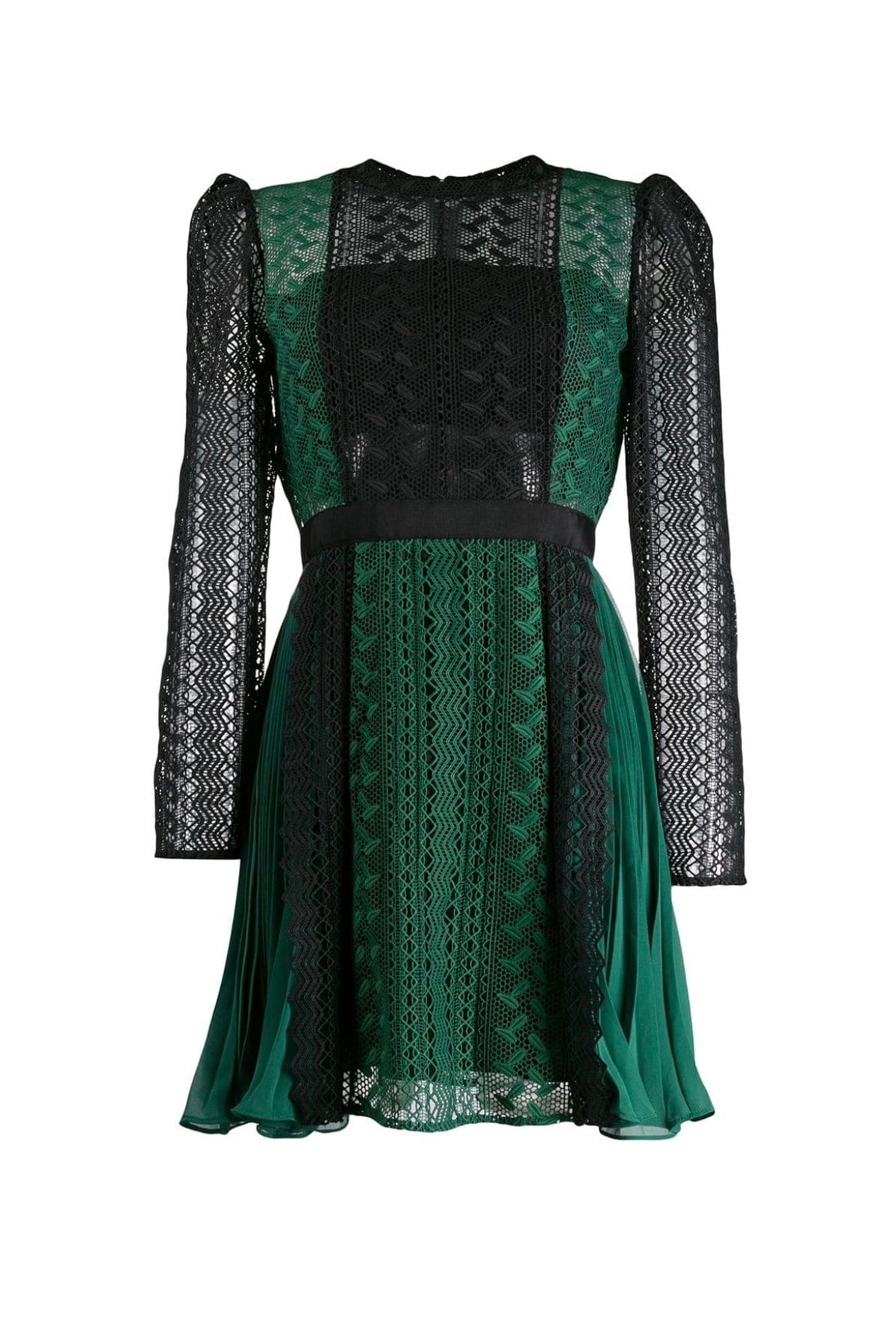 Yeşil Dantelli Mini Elbise