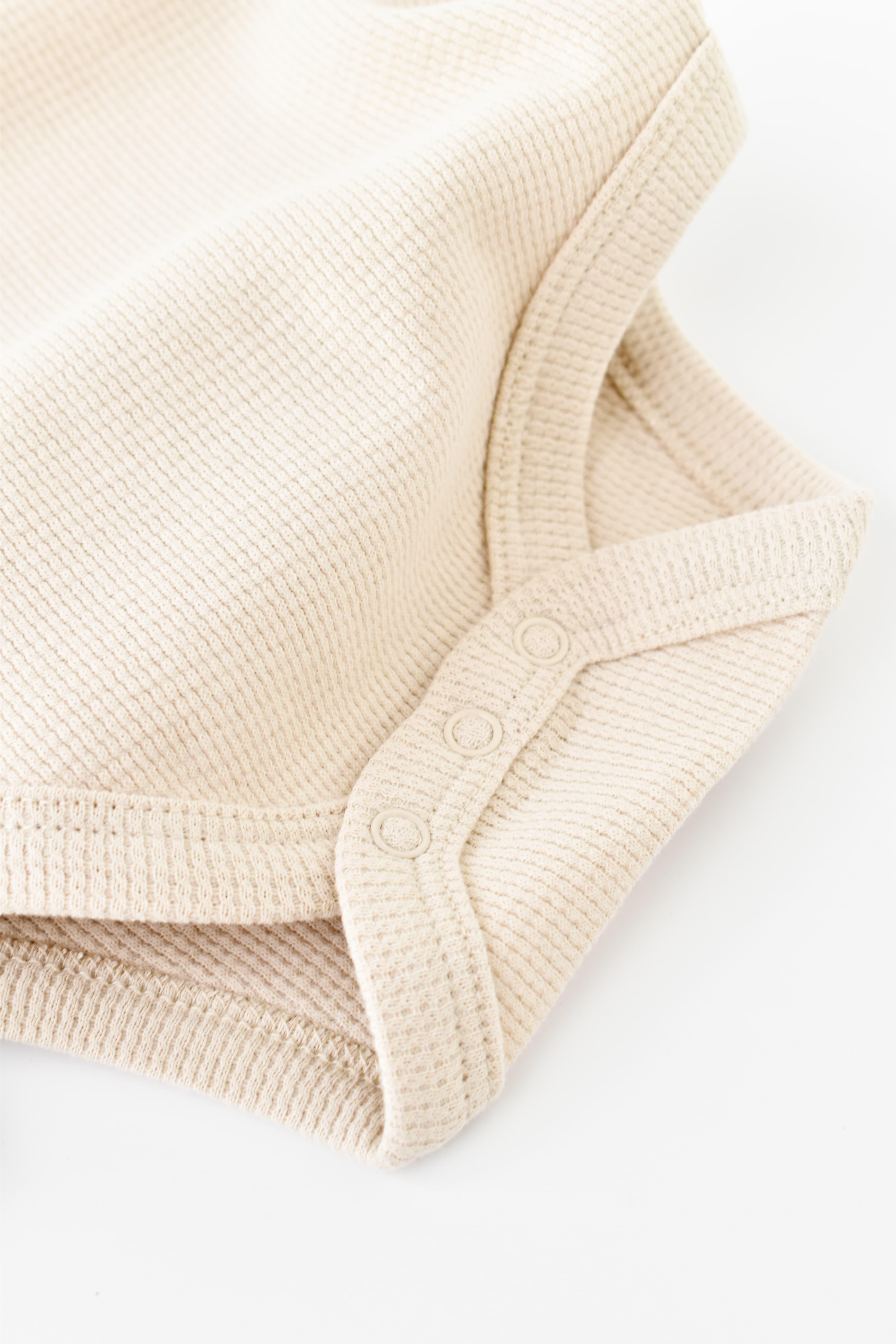 BabyCosy Organik Waffle İkili Askılı Body / Açık Yeşil - Bej