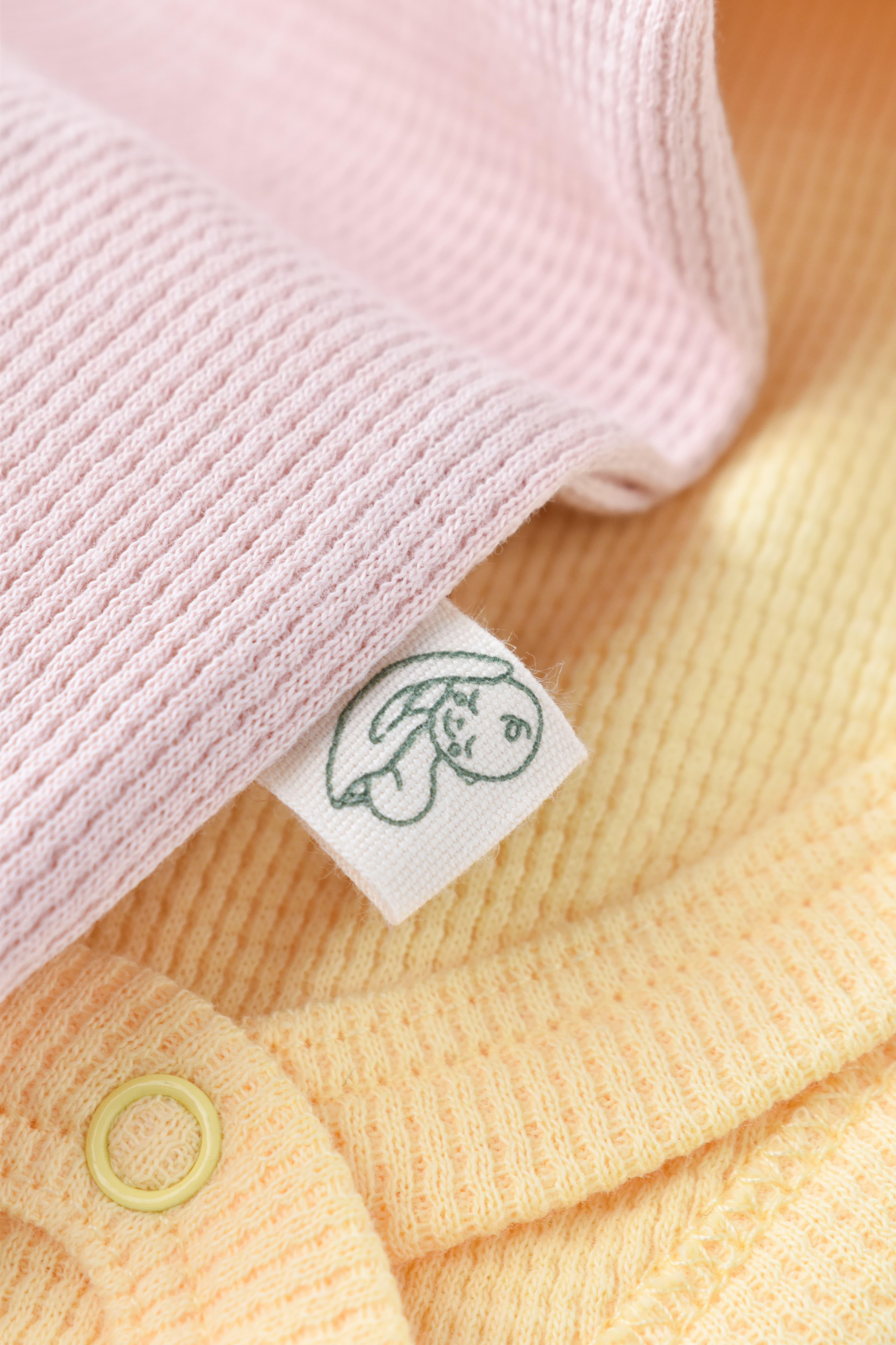 BabyCosy Organik Waffle İkili Askılı Body / Sarı - Pembe