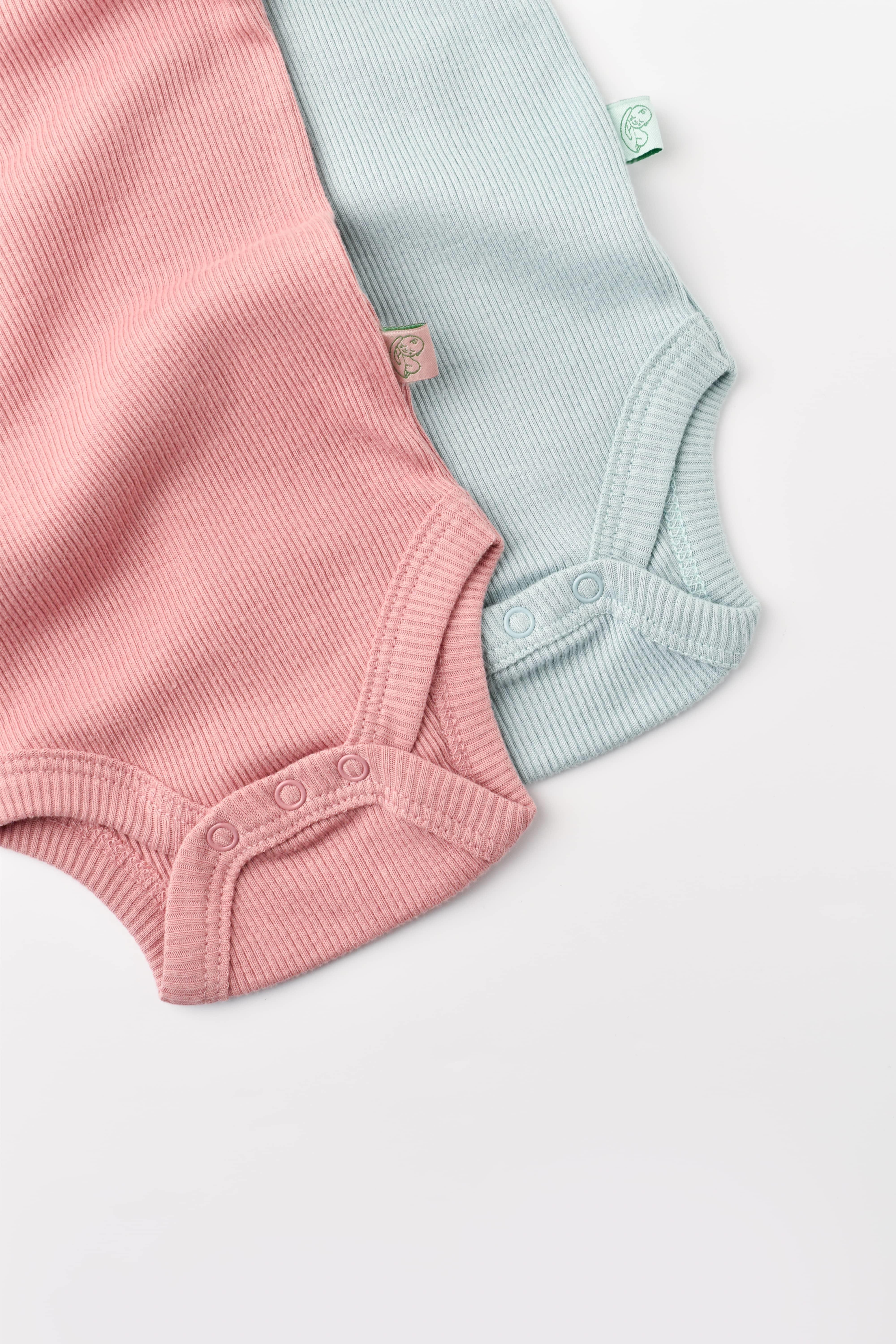 BabyCosy Organik İkili Kolsuz Body / Mint Yeşili - Gül