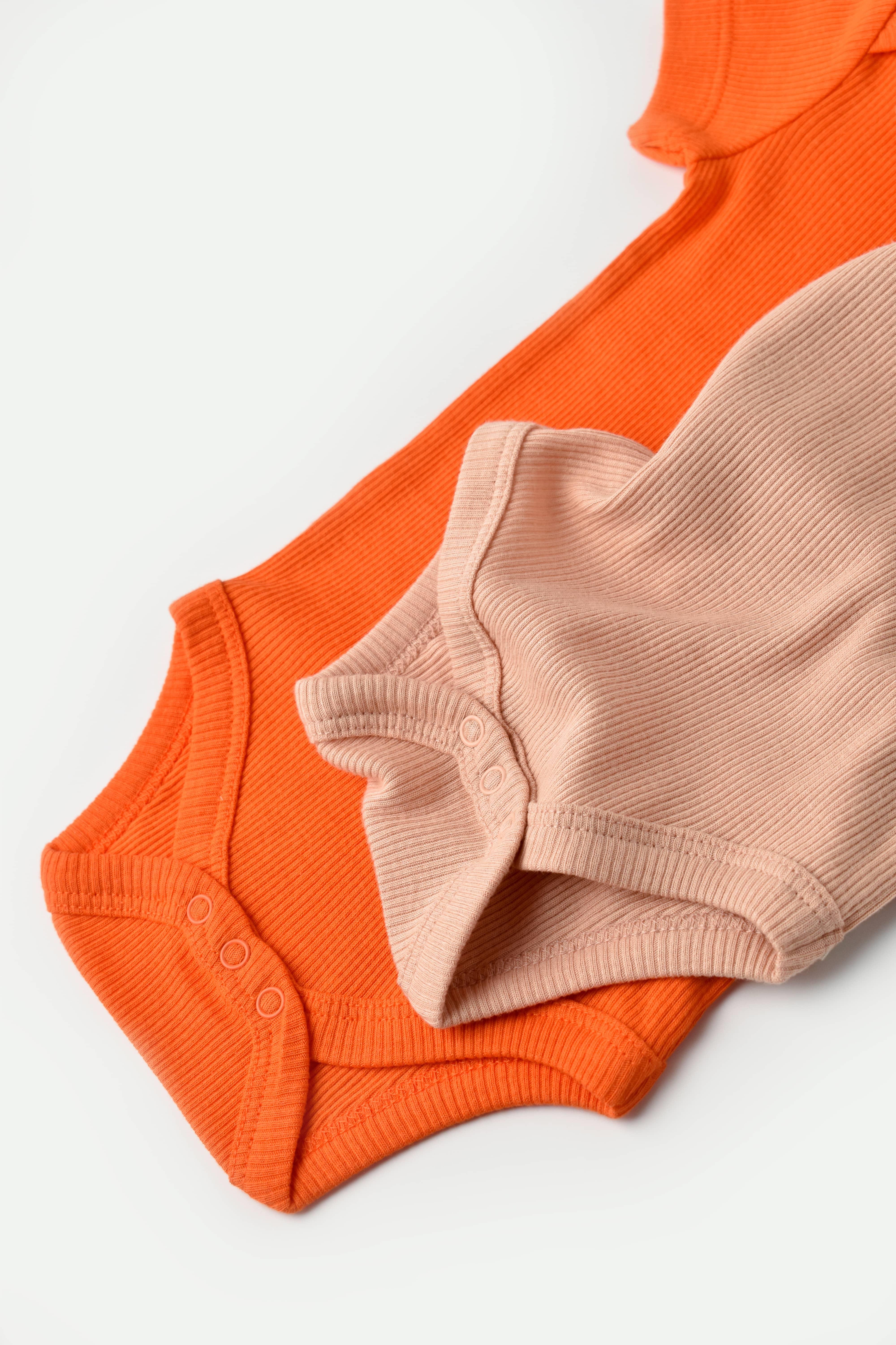 BabyCosy Organik İkili Kısa Kollu Body / Nar Çiçeği - Şeftali