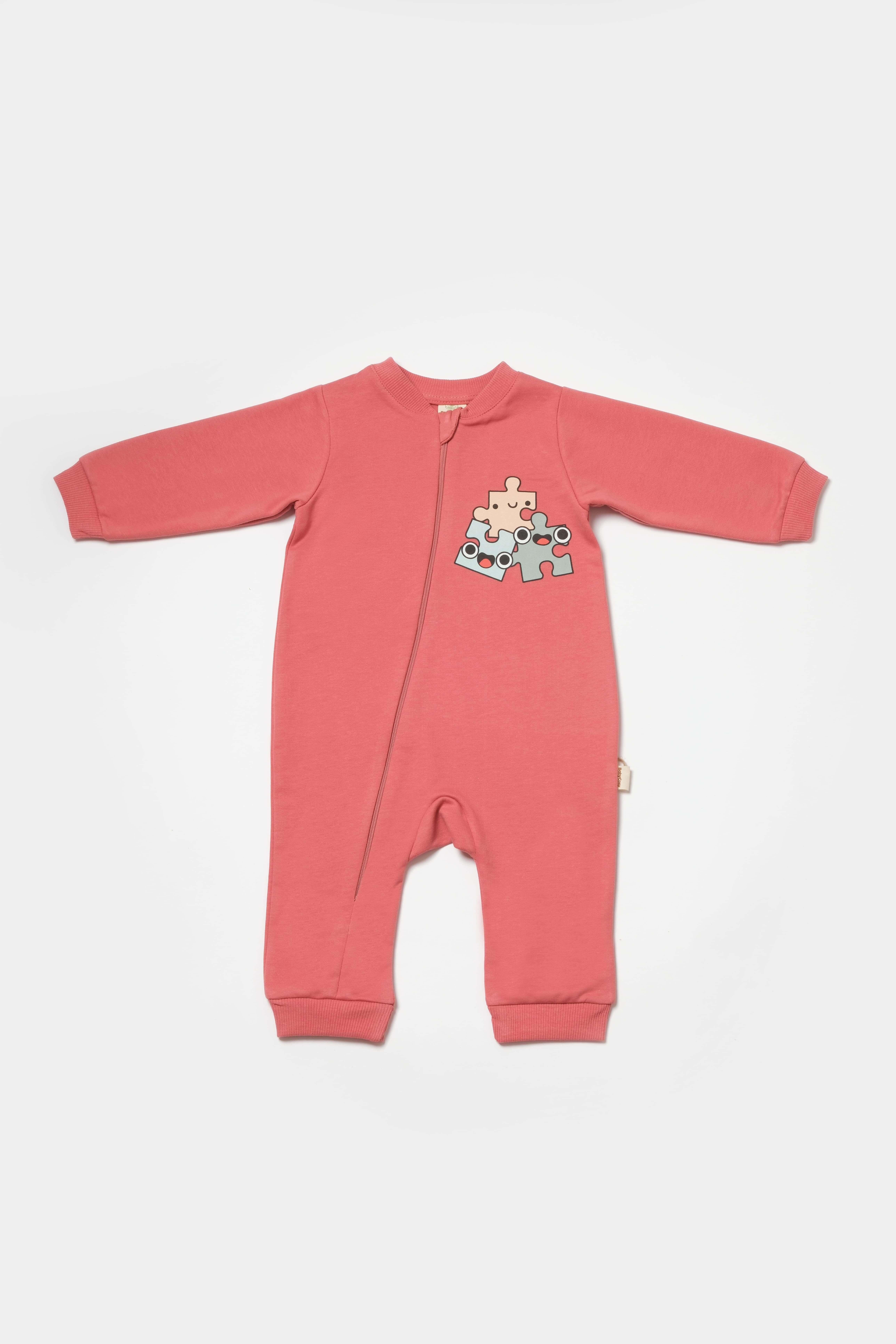 BabyCosy Organik Fermuarlı Tulum, %100 Organik Pamuk, Bebek Ve Yenidoğan Serisi - Csy8030