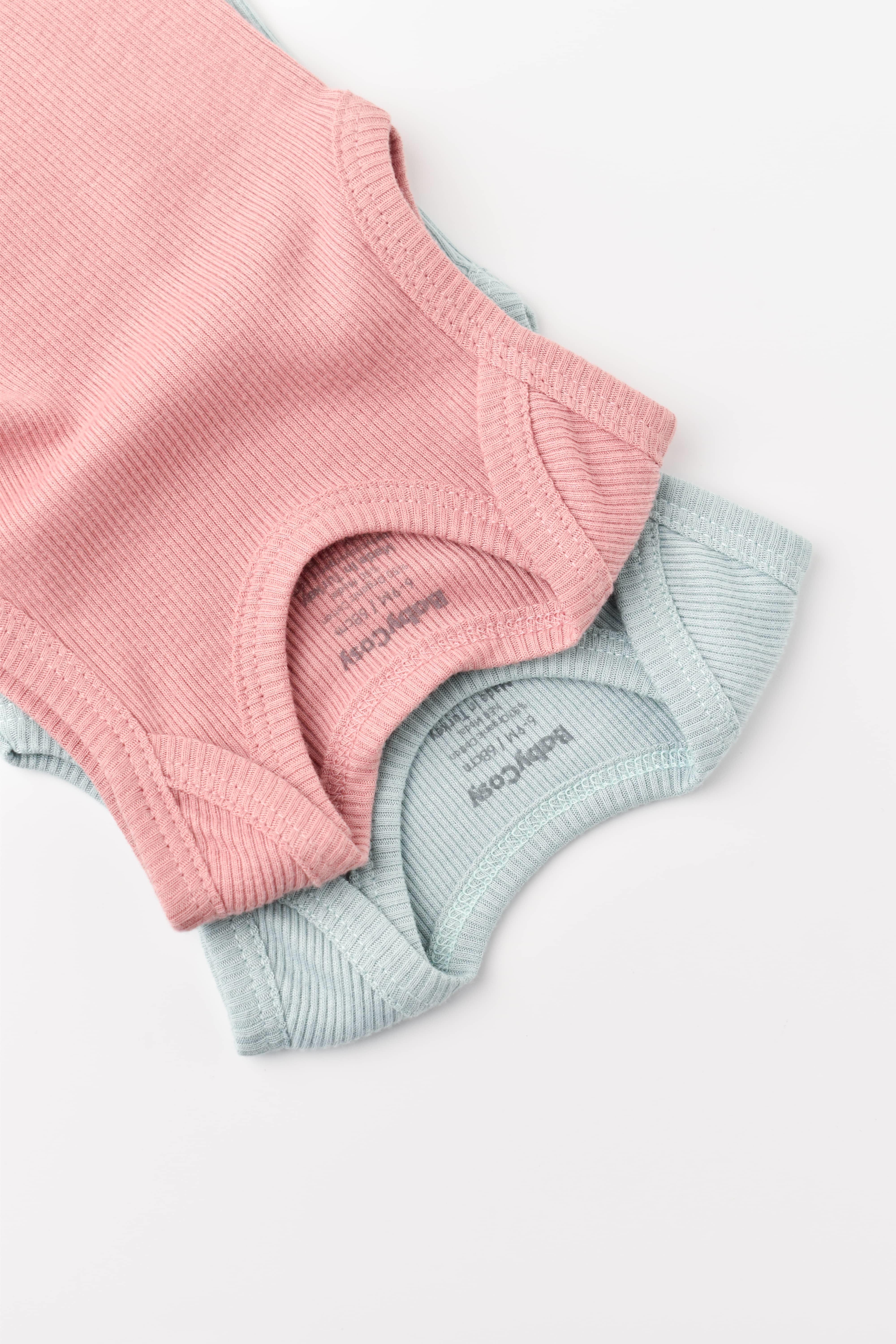 BabyCosy Organik İkili Kolsuz Body / Mint Yeşili - Gül